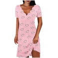 thumbnail image 1 of Mini Vestido de Verano Color Sólido Cuello en V Manga Corta Vestido de Becerro Medio, Vestido Corto de Verano, 1 of 5