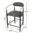 thumbnail image 3 of GDF Studio Camas Modern Fabric Upholstered 25"H Counter Stools, Metal Frame, Charcoal, Set of 2, 3 of 10