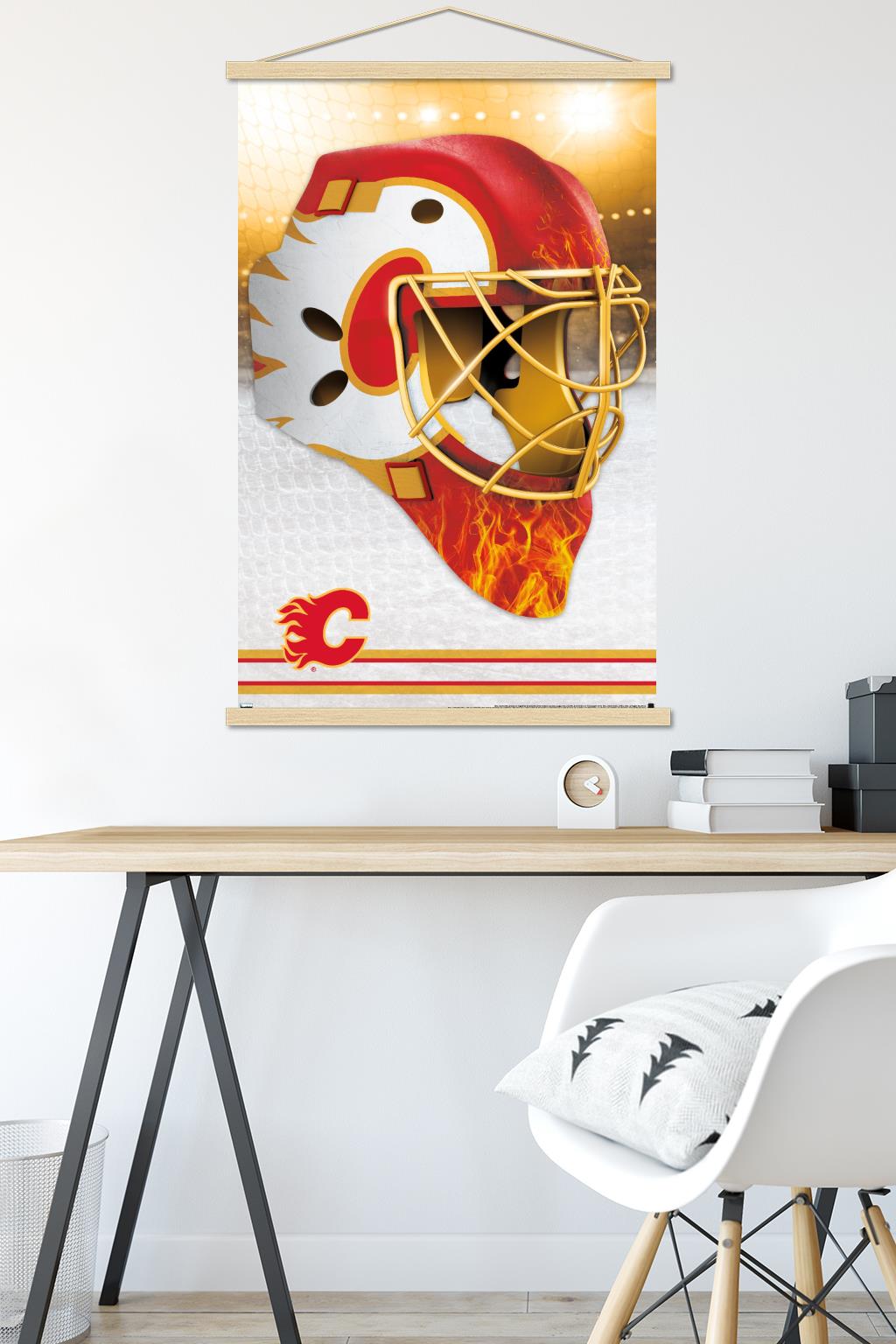 NHL Calgary Flames - Mask 20 Wall Poster with Wooden Magnetic Frame, 22.375" x 34"