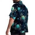 thumbnail image 3 of Cancer Constellation Men's Short Sleeve Poplin Shirt, Casual Printed Button Down Top for Summer Beach, Spread Collar Unisex Beach Shirt, 3 of 6