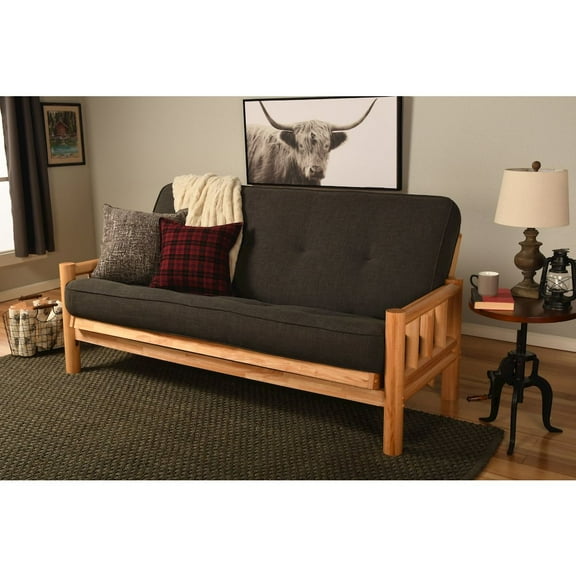 KODIAK Lodge Frame-Natural Finish-Linen Charcoal Mattress