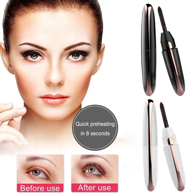 Rizador de pestañas calentado | Herramienta de curling USB recargable para mujer | Diseño antiquemaduras de peine de 360° | Temperatura ajustable | Rizo de larga duración de 24 a 48 horas | Portátil