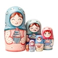 thumbnail image 1 of 6 piezas de muñecas rusas Matryoshka de madera, muñecas anidadas, juguetes coleccionables decorativos tradicionales, arte popular hecho a mano, adecuados para regalar, decoración del Estilo B, 1 of 9