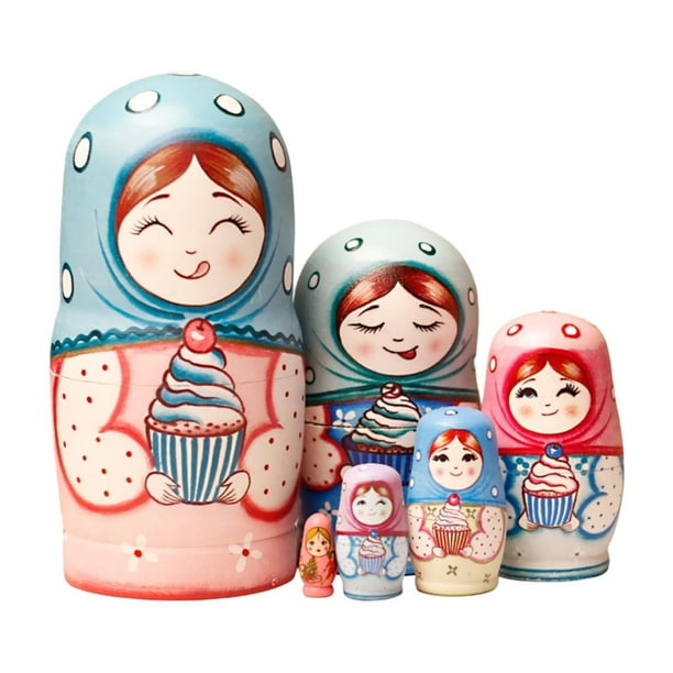 6 piezas de muñecas rusas, muñecas anidadas, muñecas Matryoshka de madera, juguetes coleccionables hechos a mano, artesanía única, adecuados para regalar, decoración del hogar, Estilo B