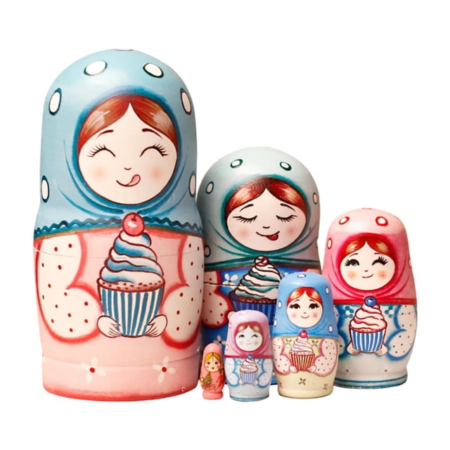 6 piezas de muñecas rusas Matryoshka de madera, muñecas anidadas, juguetes coleccionables decorativos tradicionales, arte popular hecho a mano, adecuados para regalar, decoración del Estilo B