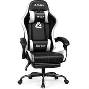 CELTOSS White Office Gaming Chair with Footrest & Lumbar Support, Ergonomic Adjustable Computer Chair with Swivel Seat & Headrest