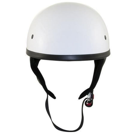 Snell Half Helmets - Outlaw T68 DOT White Glossy Motorcycle Skull Cap Half Helmet