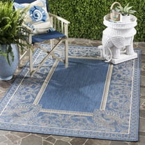 Safavieh Courtyard Cooper Botanical Indoor/Outdoor Area Rug, Blue/Natural, 6'7" x 6'7" Square