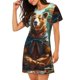 thumbnail image 2 of Easygdp Maple Meditating Bear Camisón de manga corta para mujer, informal, estampado, 2 of 6