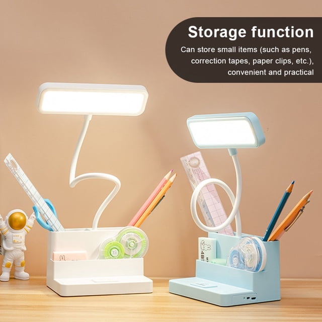 AMERTEER Lampe de Chevet de Lecture de Table Lampe de Bureau LED Rechargeable pour Rangement de Papeterie Protection des Yeux (Blanc Type 1)