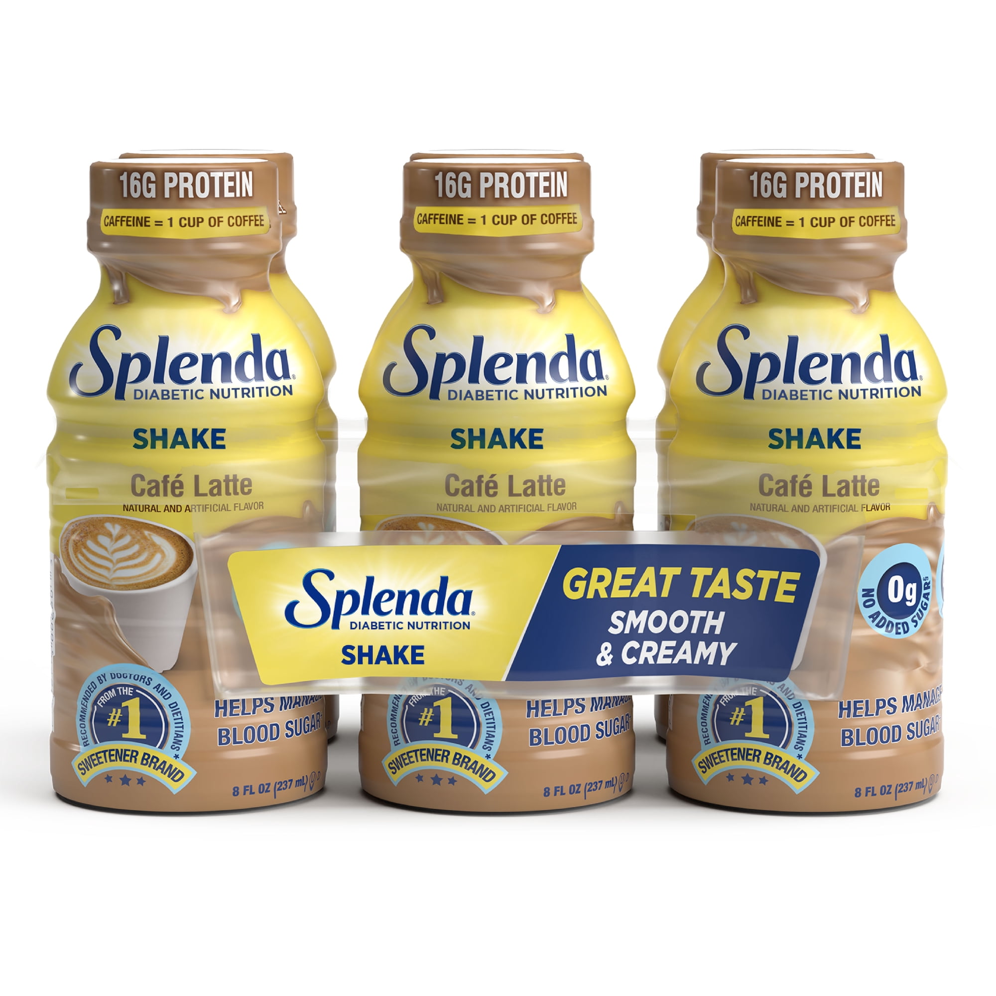Splenda Diabetes Care Shake, To Help Manage Blood Sugar, 8 fl oz Cafe Latte,6 Count