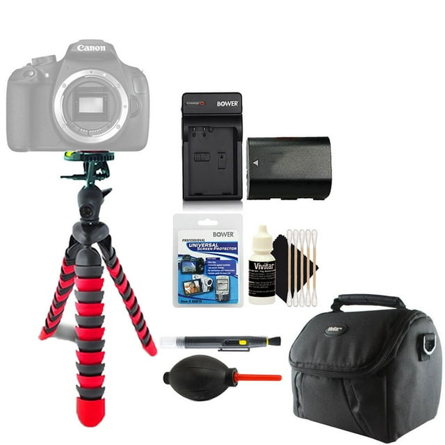 Trípode flexible, batería de repuesto y kit de limpieza para Canon
