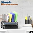 thumbnail image 2 of Simple Houseware Mesh Desk Organizer with Sliding Drawer, Double Tray and 5 Upright Sections, Black, 2 of 7