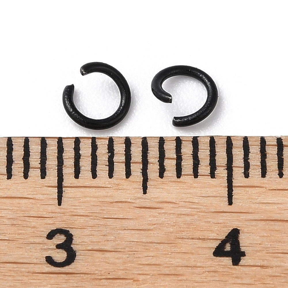 500pcs Ion Plating(IP) 304 Stainless Steel Open Jump Rings Black 20 Gauge 6x0.8mm