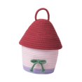 thumbnail image 4 of Cesta de almacenamiento de forma de casa Cesta de almacenamiento de la casa Organizador de suministros para el hogar Lindo uso múltiple con bocadillos Rojo y rosa, 4 of 8