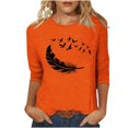 thumbnail image 1 of Dadaria Chemise Orange pour Femmes Manches 3/4 T-Shirt Col Rond Été Chandail Blouses m, 1 of 4