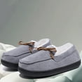 thumbnail image 7 of FRSASU Women's Moccasin Slippers Warm Lined Lace-Up Cozy Bow Indoor & Outdoor Loafers Shoes for Women Gray, 7 of 7