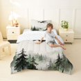 thumbnail image 2 of Metsweet Black Dragon Twin Comforter Sets 2pcs, Watercolor Ombre Smooky Jungle Bedding Set, Black White Green,1 Comforter and 1 Pillowcase, 2 of 6