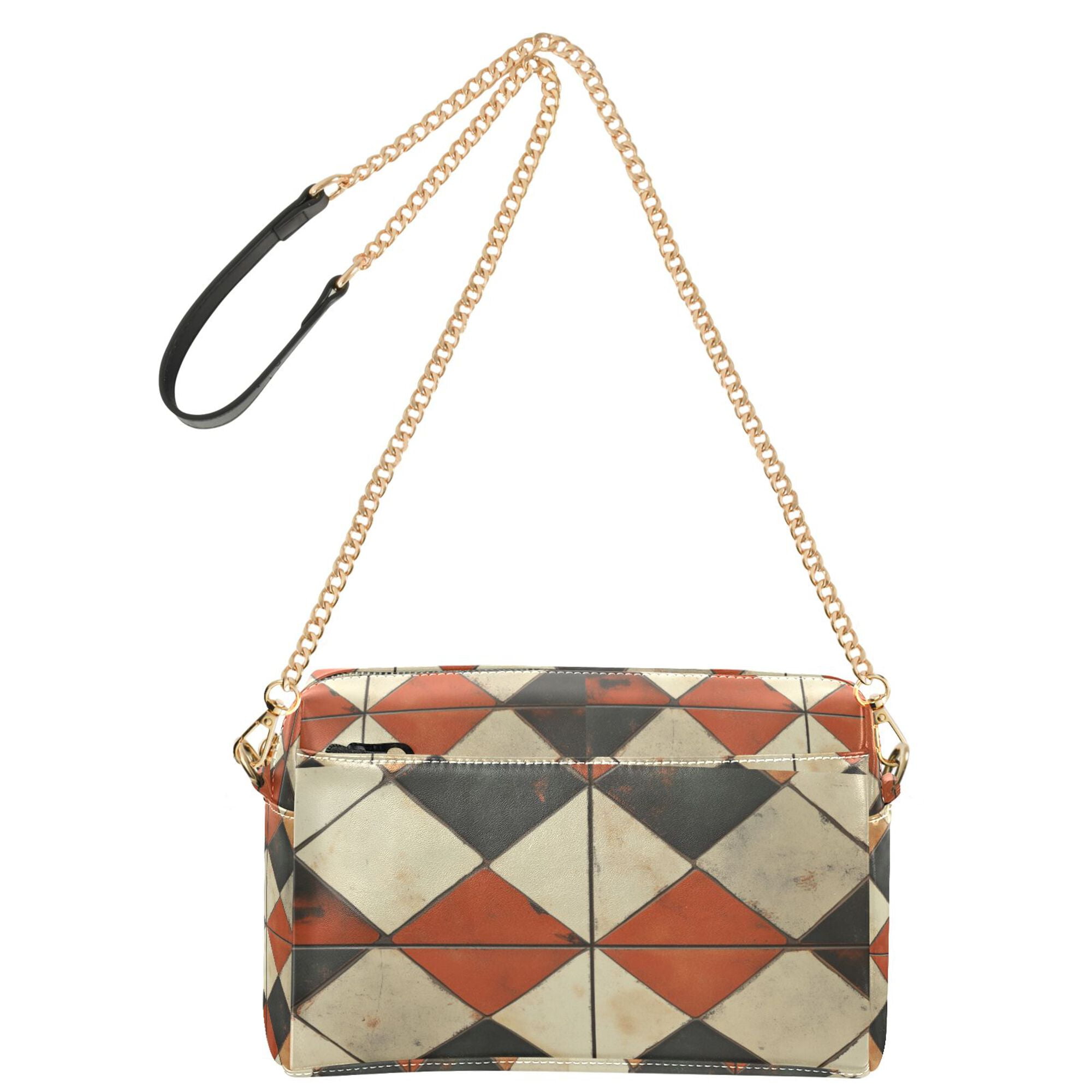 FORMRS Women Crossbody Purse with Chain Strap Vegan Leather Shoulder Handbag, Checkered Pattern
