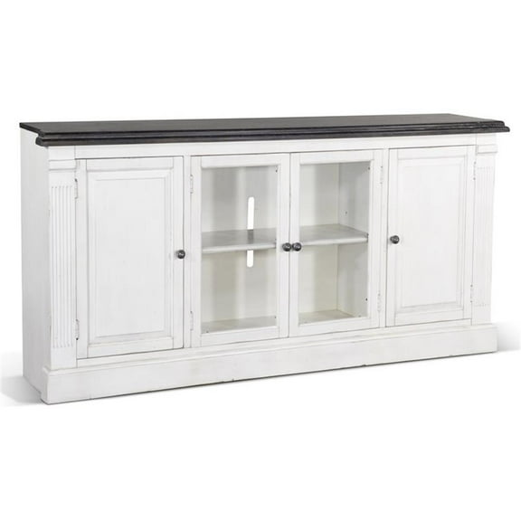 Pemberly Row 81" Wood Media Console in Dark Brown and White