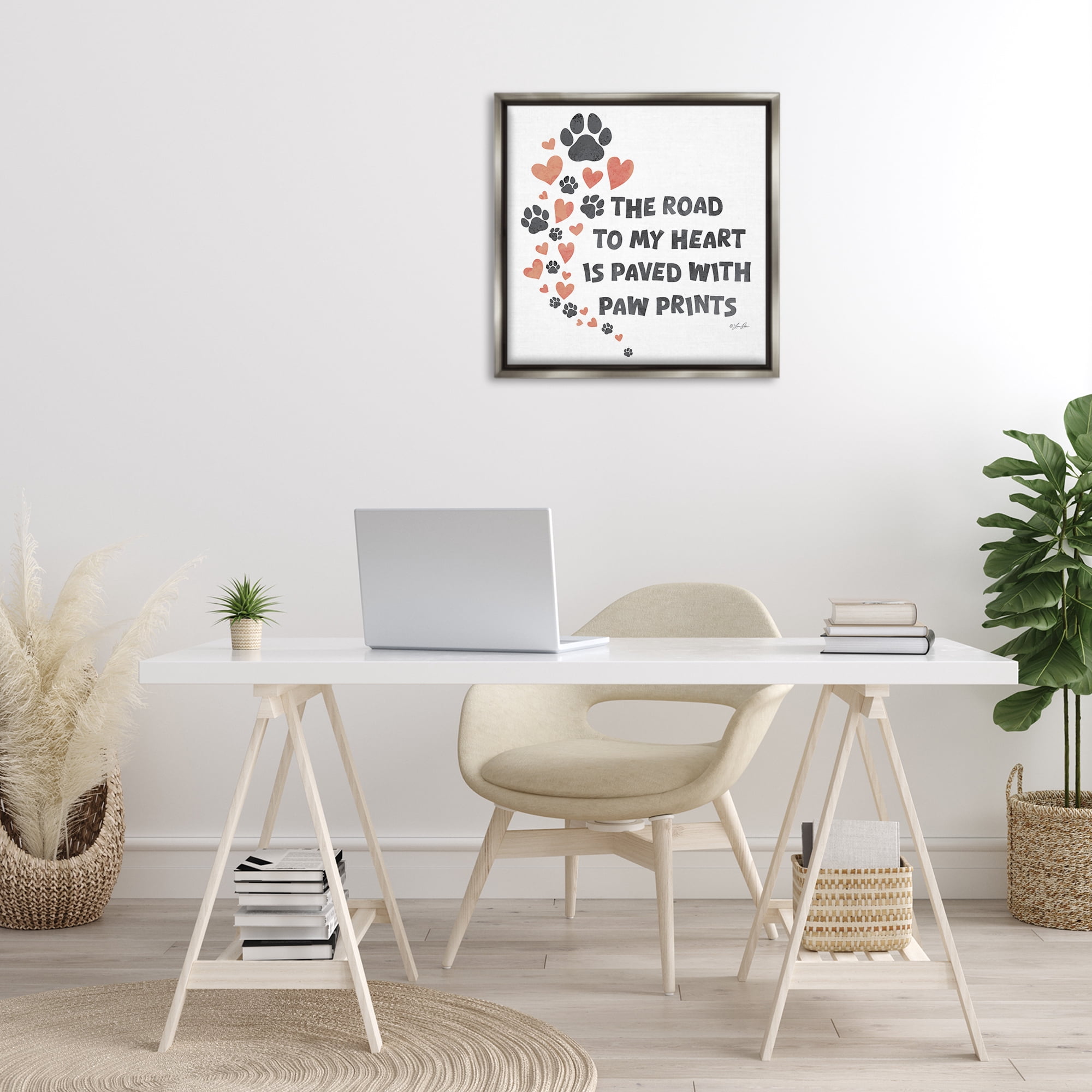Stupell Industries Road To My Heart Typography Painting Gray Floater Framed Canvas Art Print Wall Art, 25 x 25