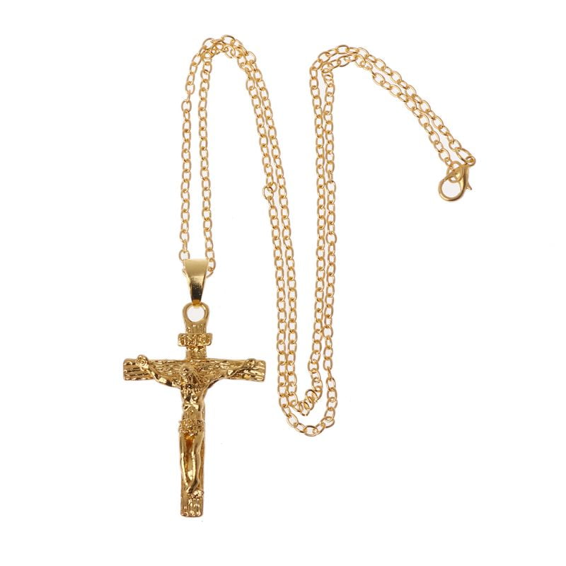 10k Rose Gold INRI Crucifix Cross Catholic Jesus Pendant Necklace 