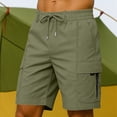 thumbnail image 1 of Ceisia Men's Summer Sports Cargo Shorts - Solid Gift Color Fitness Training Multi-Pocket Elastic Waist Drawstring Cropped Pant s, 1 of 8