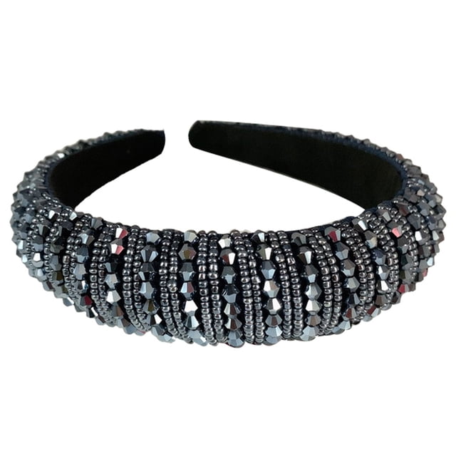 Minnieouse Diademas con cuentas de cristal con diamantes de imitación, tocado grueso de estilo barroco, accesorios de moda para el cabello, tocados para Accesorio para el cabello Azul Minnieouse AP010970-05B