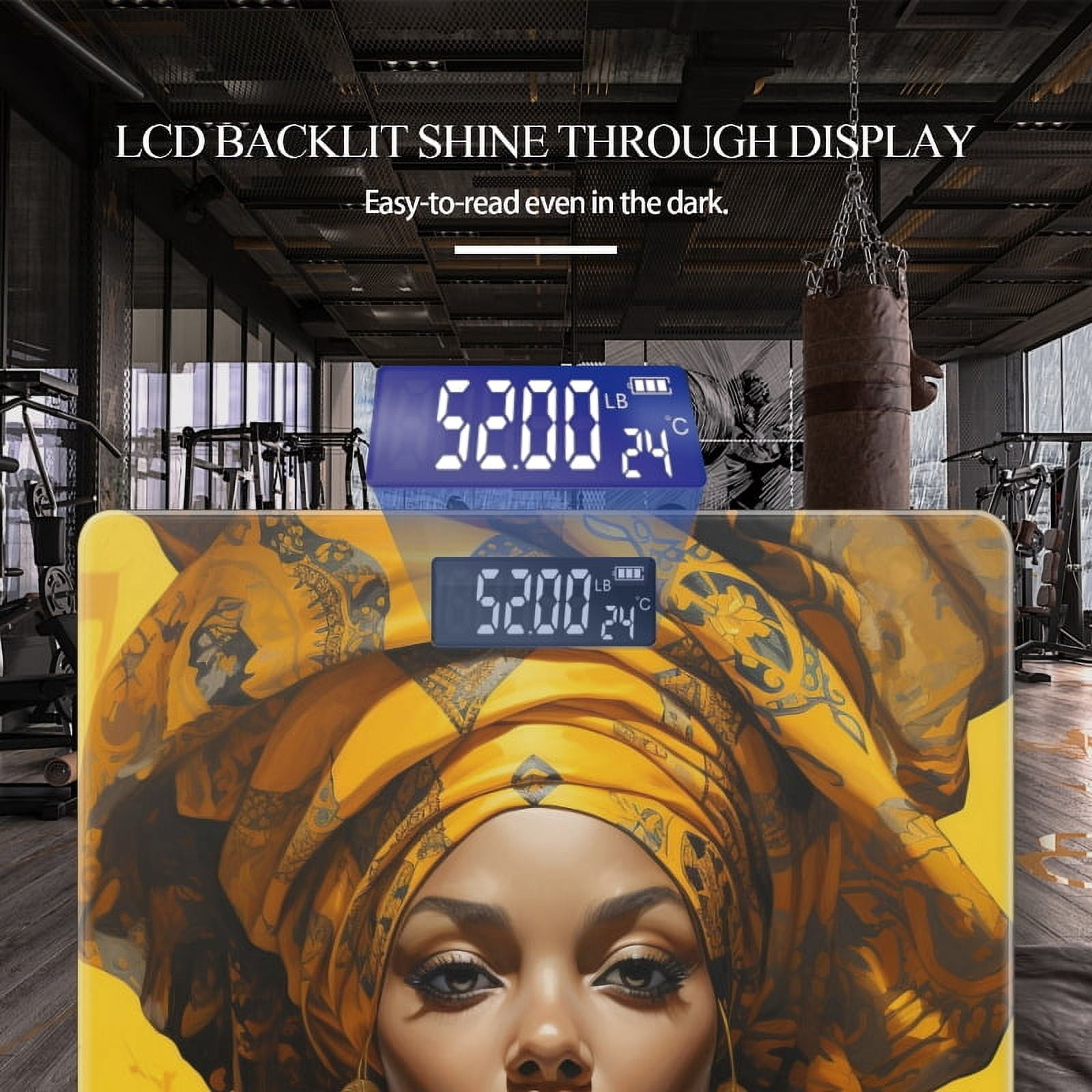 High Precision Body Weight Scale Smart Bathroom Scales with Large LCD Display(400lbs),Decorative for Bedroom-Beautiful Woman Wearing Intricate African Turban