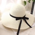 thumbnail image 3 of Nuevo Sombrero de paja de ala ancha de verano plegable para el sol de playa flexible para mujer, 3 of 5