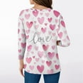 thumbnail image 3 of Fgvctg Valentine's Day 3/4 Length Sleeve Womens Tops Casual V Neck Top Soft Date Night Pullover Shirts Loose Cute Love Heart Graphic Blouse Gifts For Her Pink XL, 3 of 4