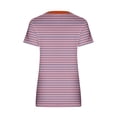 thumbnail image 4 of Blouses pour Femmes, Blouses Imprimées Rayées à Manches Courtes T-Shirt Col en V, 4 of 6