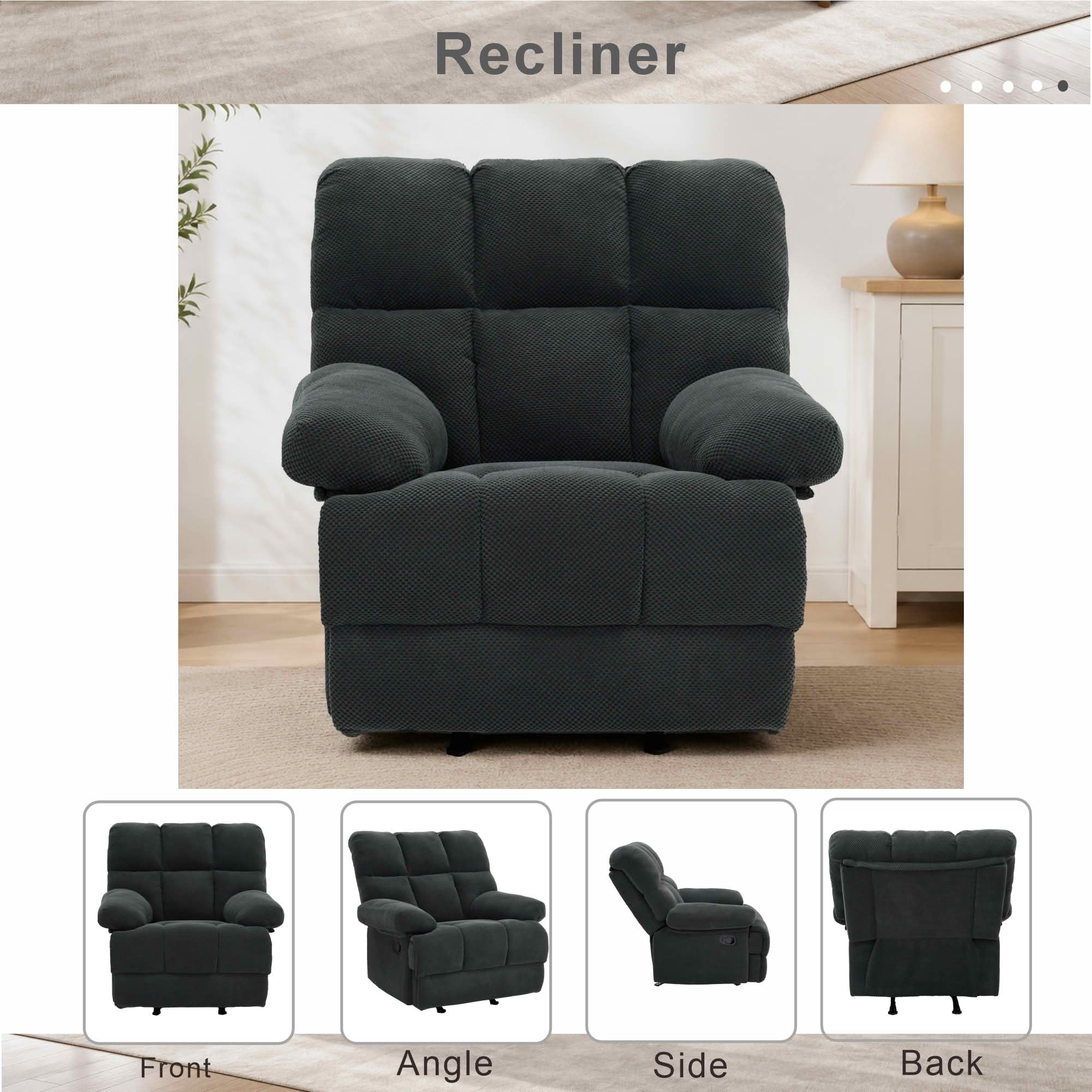 MAYEERTY Modern Manual Rocker Recliner Chair, Nubby Upholstery Fabric Rocking Recliner for Living Room, Nursery and Home Office