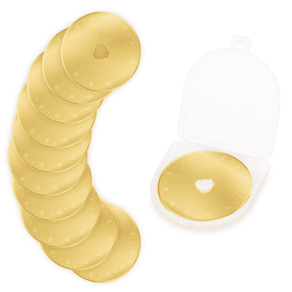 10 Pack Rotary Cutter For Fabric Blades, Titanium Coated 45mm Rotary Cutter Blades Replacement For Paper Arts Crafts, Sewing Quilting Supplies