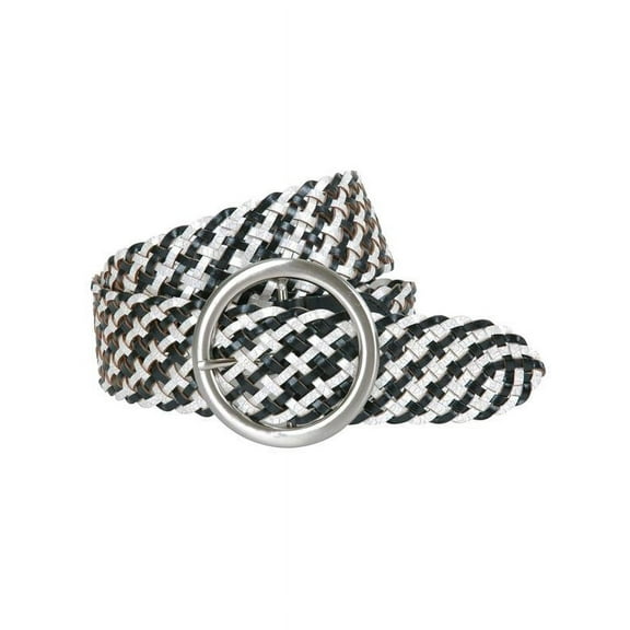 2" Wide Braided Leather Belt with Metal Ring Buckle