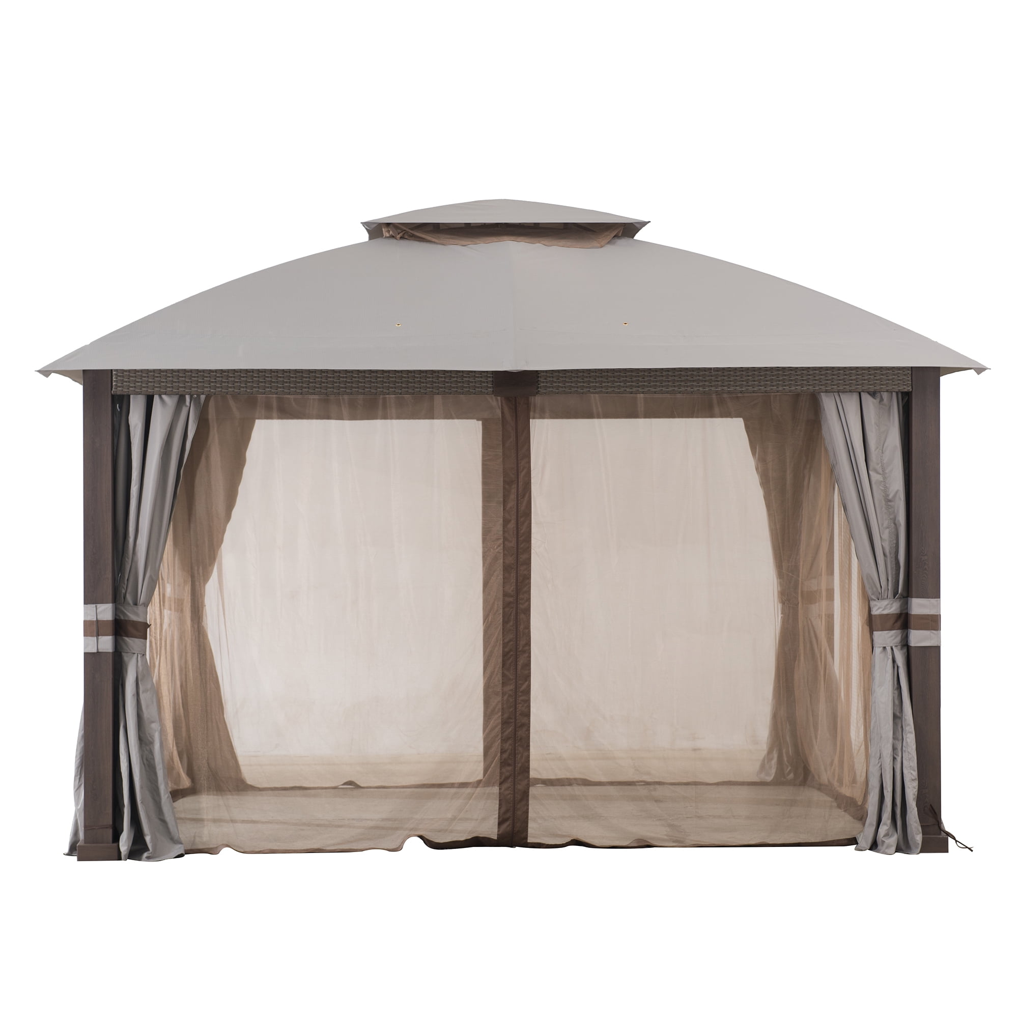 SummerCove Fiona 11 ft. x 13 ft. 2-tier Gazebo with Light Gray Canopy