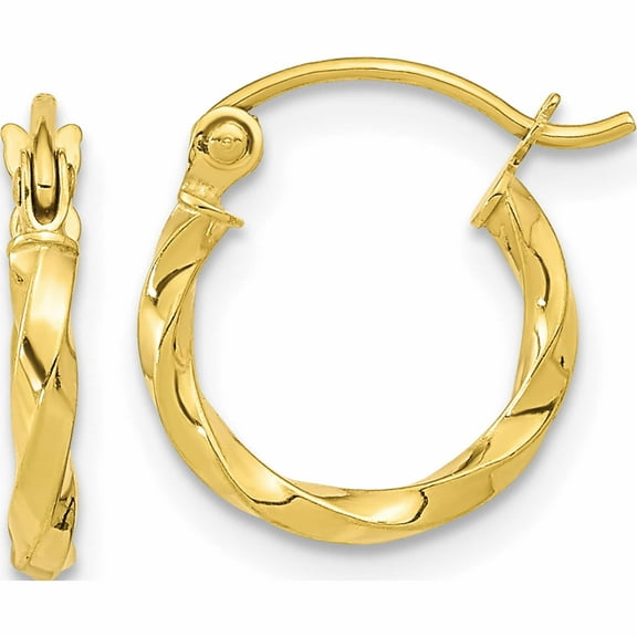 10K Yellow Gold Twist Polished Hoop Earring (13.34 X 12.08) Made In Indonesia 10tc388