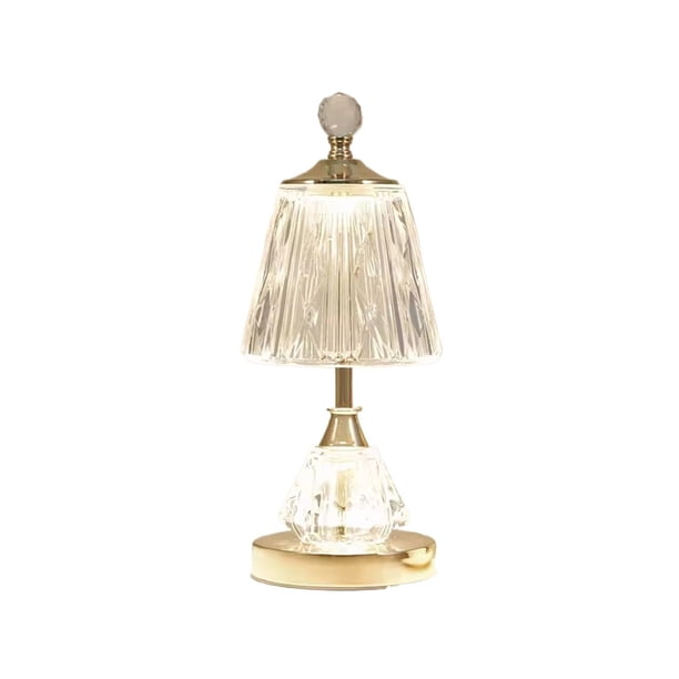 Lámpara de mesa de cristal Lámpara de mesa LED de 3 colores Lámpara de mesa de doble botón Lámpara de mesa de cristal de diamante Dormitorio Sala de estar Hotel Bar