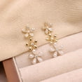 thumbnail image 7 of DESIGNICE Gold Flower Dangle Drop Earrings for Women Dainty 14K Gold Plated Hypoallergenic Spring Floral Prom Earrings Fashion Outfit Accessories Jewelry Gift, 7 of 7