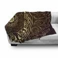 thumbnail image 3 of Mandala Soft Flannel Fleece Throw Blanket, Vintage Cosmos Pattern Swirled Floral Leaves Artwork, Cozy Plush for Indoor and Outdoor Use, 50" x 70", Burgundy Yellow, by Ambesonne, 3 of 6