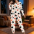 thumbnail image 2 of GNFQXSS V-Day Pajama Set Heart Pattern Long Sleeve Crew Neck Pullover Cozy Sleepwear Loungewear for Home Khaki XXXL, 2 of 7