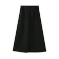thumbnail image 2 of Mrat Women Mini Skirt Pleated A-Line Skirt Flare Denim Skirt Denim Skirt Women Slim Bodycon Dress Solid High Waist Colorful Sparkly Skirts Short Skirt Black_CC XXL, 2 of 9