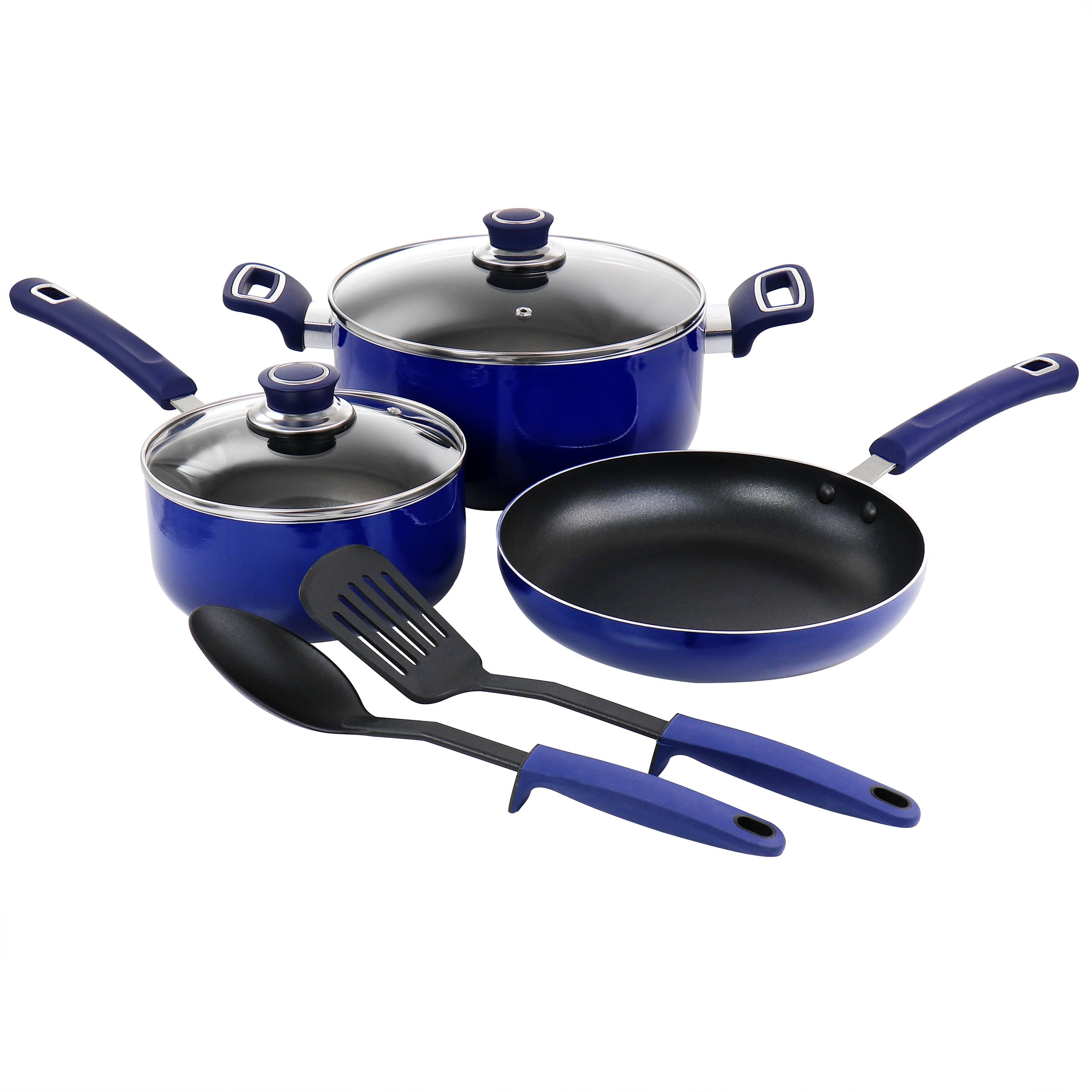 Oster 7 Piece Non Stick Aluminum Cookware Set in Blue - Walmart.com