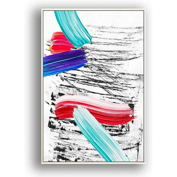 IDEA4WALL Framed Canvas Wall Art Brush Color Paint Strokes