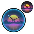 thumbnail image 2 of Indoor 12' Voice-Activated Luminous Decoration Wall Clock With LED Night Light A Retro-wave Landscape, 2 of 8