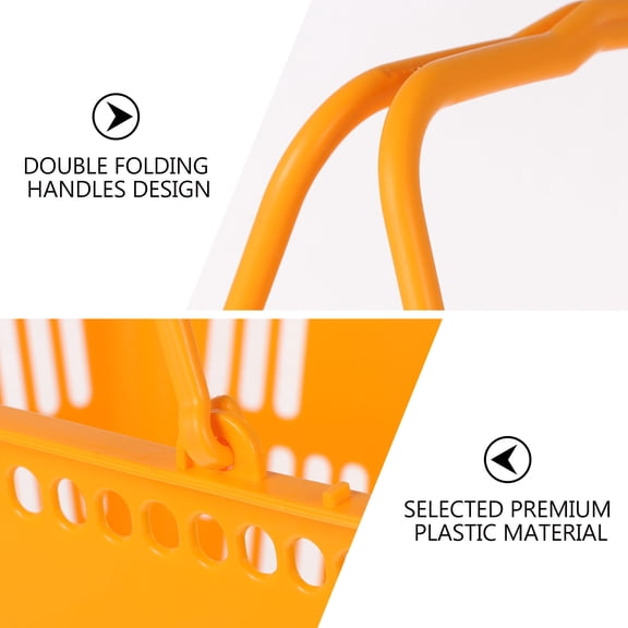 WEUVEB Shopping Storage Basket with Double Handles Portable Orange Plastic Basket for Grocery and Sundries