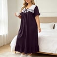 thumbnail image 5 of SELONE Long Nightgowns for Women Short Sleeve Plus Size Lace Maxi Sleep Shirt Ruffle Bow Long Dress Casual House Dress, 5 of 6