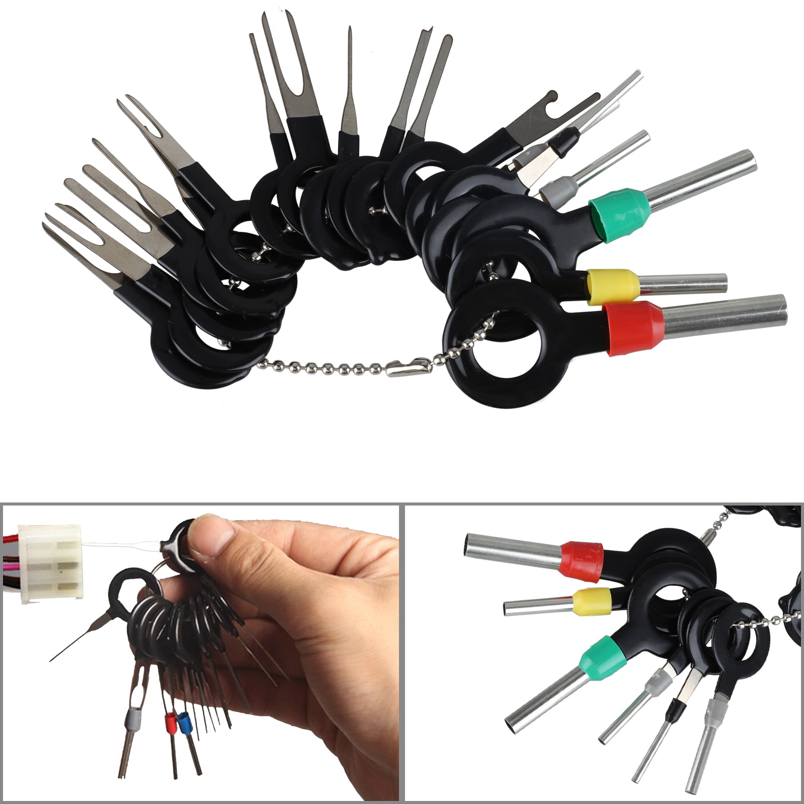 3 Pcs Wire Terminal Removal Tool Set Electrical Terminal Remover Auto Car Plug Terminal Pin Removal Tool Kit Wire Connector Puller Metal Handle