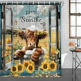 thumbnail image 4 of Farmhouse Highland Cow Shower Curtain, Retro Cow Shower Curtain Set Animal Sunflower Bathroom Curtain Decor, Waterproof Rustic Bull Western Farm Bath Curtain with 12 Hooks, 72X72in, 4 of 4