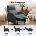 thumbnail image 3 of FitStand Pushback Recliner Chair Fabric Small Recliner Sofa Home Adjustable Reclining Chair Single Sofa with Padded Seat Backrest for Living Room,Gray, 3 of 11